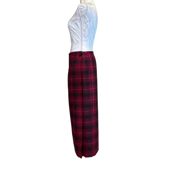 Liz Clairborne Wool Wrap Skirt Womens Sz 12 Red Gray Tartan Academia Romantic - Picture 11 of 15
